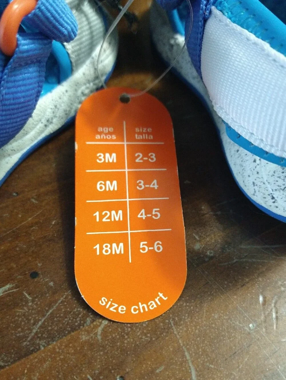 Wonder Nation Blue, White and Orange Kids Adjustable Sandals